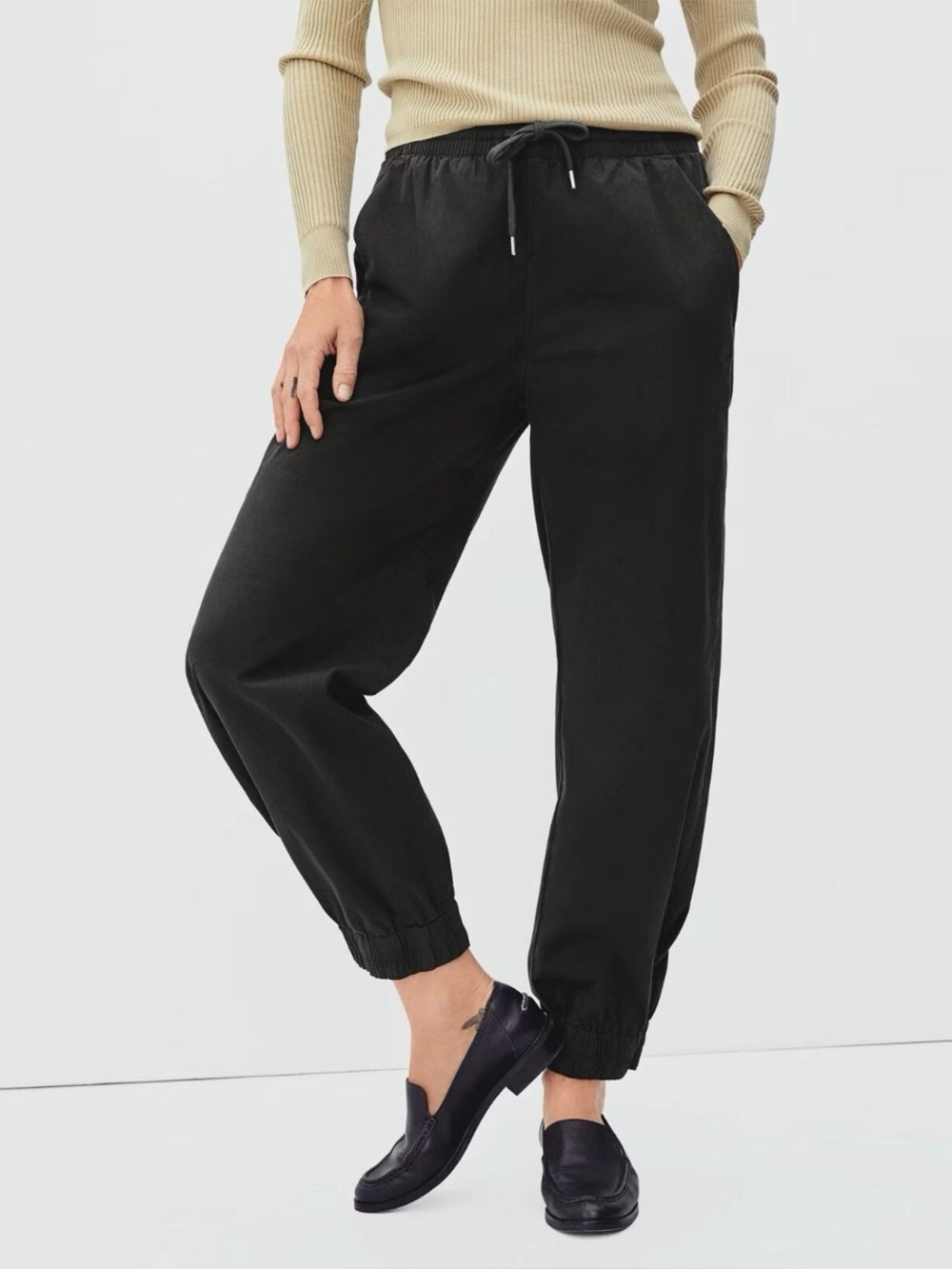 Everlane Organic Cotton Black Easy Jogger Pants Medium NWT Travel Minimalist